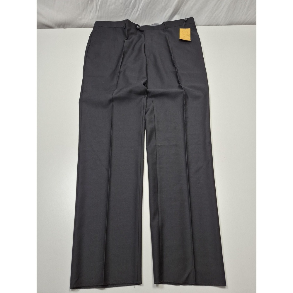 Galante Dress Pants Mens 46x36 Gray Wool Flat Front Straight Unhemmed Italy NWT